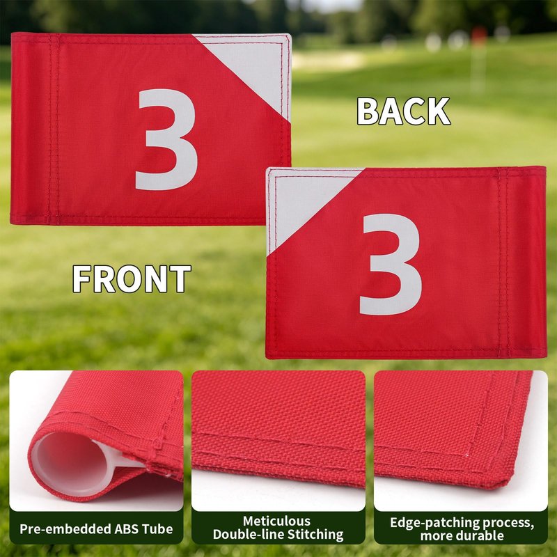 Crestgolf 4 PCS Mini Golf Flags for Yard, All 8x6 Inch, Upgraded Dual-Layer 420D Nylon, Double Sided Printing, Numbered 1-4 Golf Pin Flags for Practice Putting Green with Tube Inserted