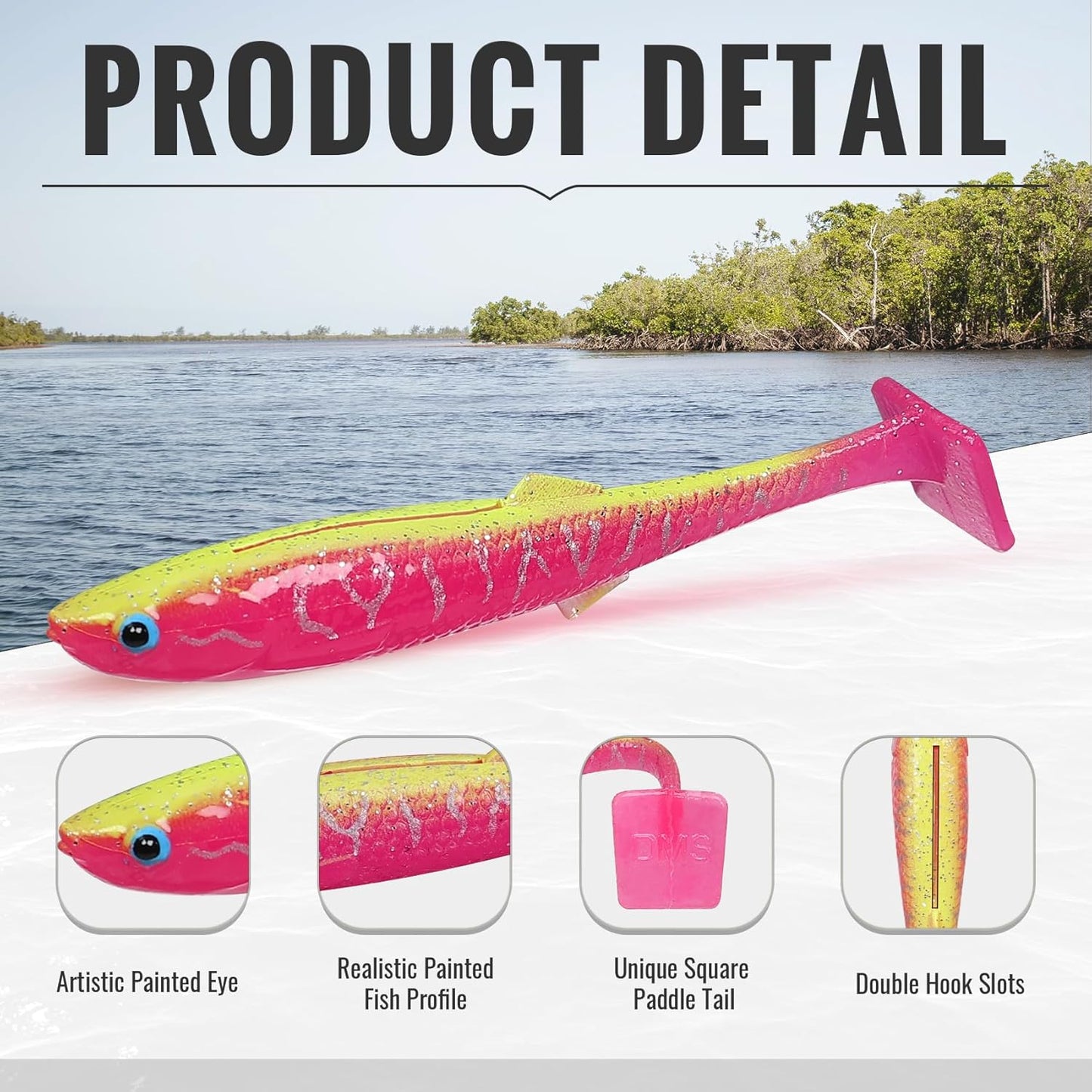TRUSCEND Soft Fishing Lures - Pre-Rigged Swimbaits with BKK Hooks for Bass, Trout & Walleye | Trembly Sinking Design