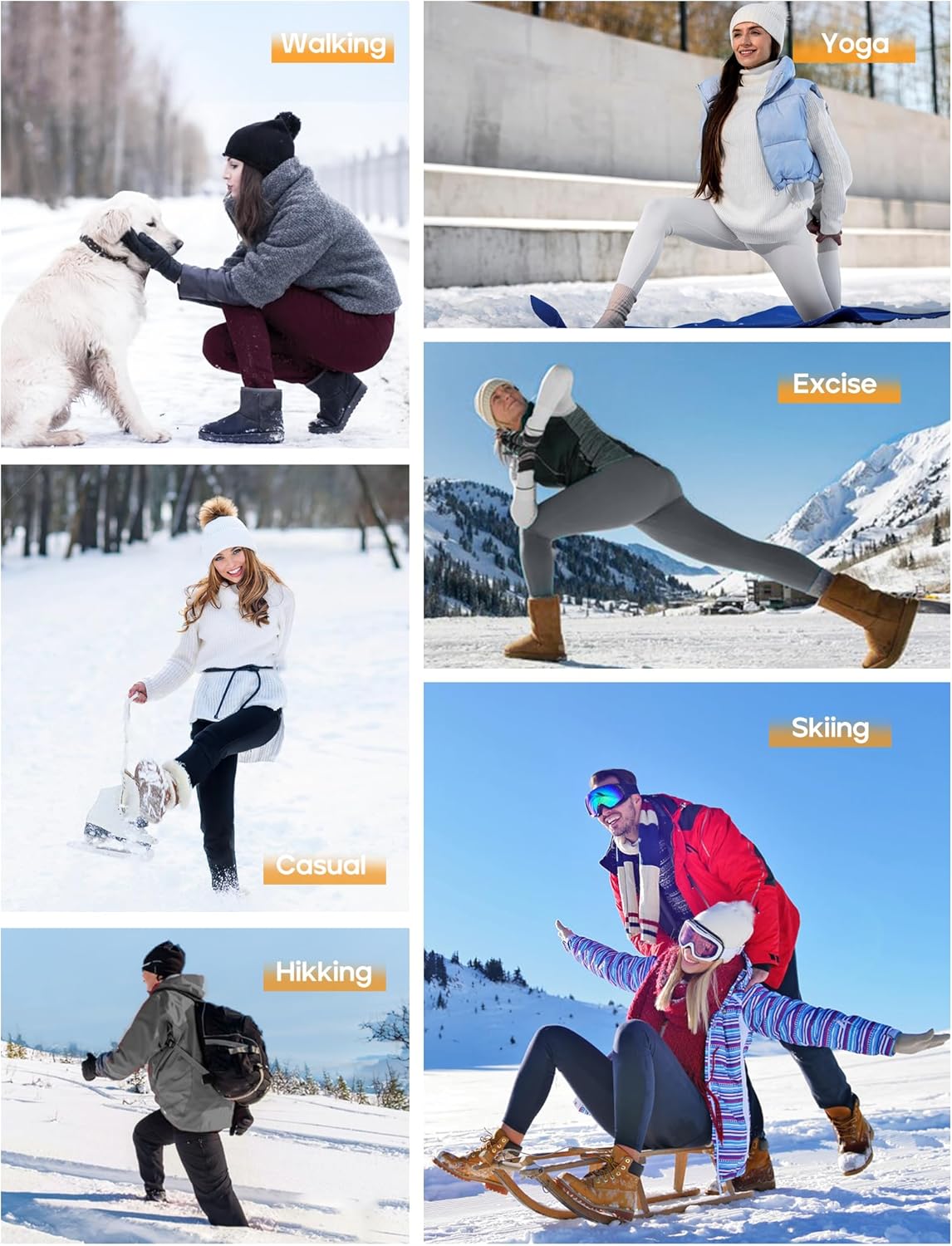 Heathyoga Fleece Lined Leggings for Women - Waterproof Thermal Hiking Pants | Warm Winter Running Tights
