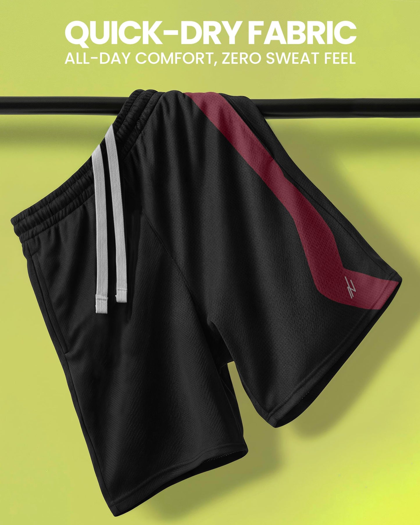 NY Threads Men's Athletic Shorts Quick Dry Loose-Fit Lightweight Running Workout Gym Shorts with Pockets, Medium, Black Burgundy Panel