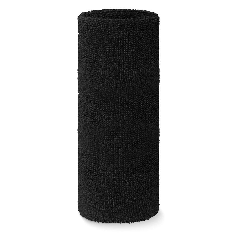 Couver Premium Athletic 9inch Thick Cotton Terry Cloth Elbow Wrist Sweatband - Black