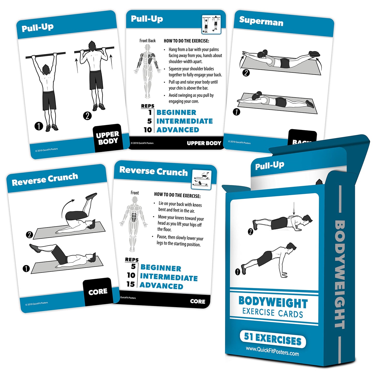 2 Pack - Bodyweight & Yoga Pose Exercise Cards - Fitness Workout Playing Cards