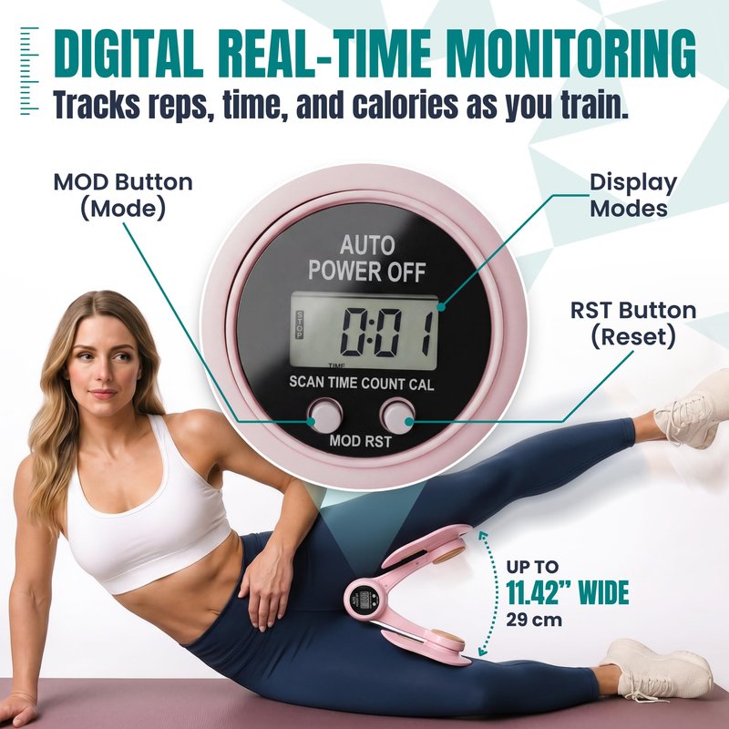 Nexfit Smart Thigh Master | Rotatable Pelvic Floor Exercise Devices for Women and Men with Auto-Counter Display | Inner Thigh Exerciser for Women, Kegel Trainer for Butt, Arm & Leg Workouts
