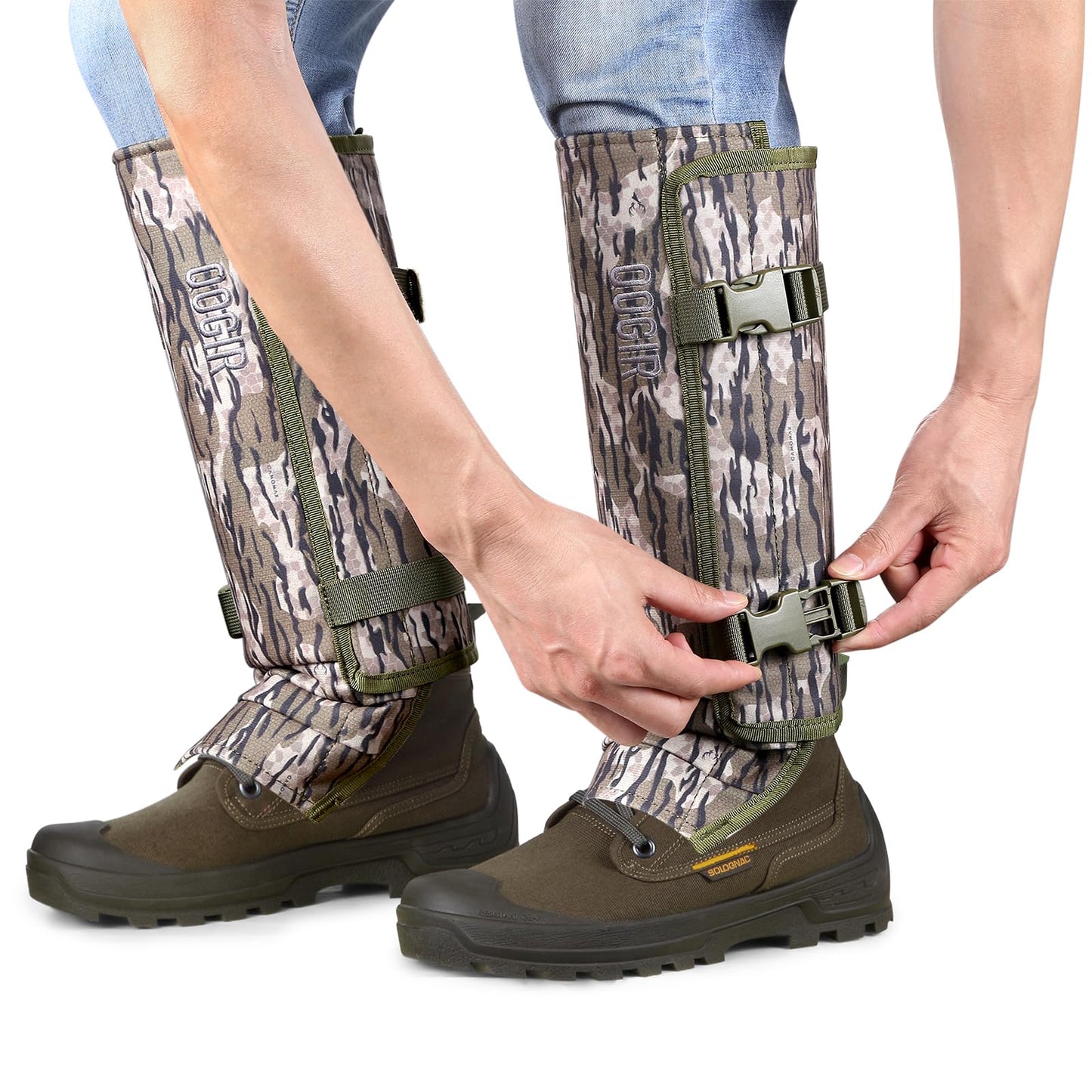 QOGIR Snake Gaiters for Hunting: Durable Snake Guards, Snake Gaiter Leggings for Men & Women, Snake Bite Protection for Lower Legs, Snake Proof Gaiters with Adjustable Size (Tree Camo)