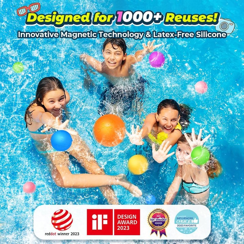 Reusable Water Balloons - 12 Pack Eco-Friendly Pool Toys for Kids | Perfect for Summer Fun Ages 3-12