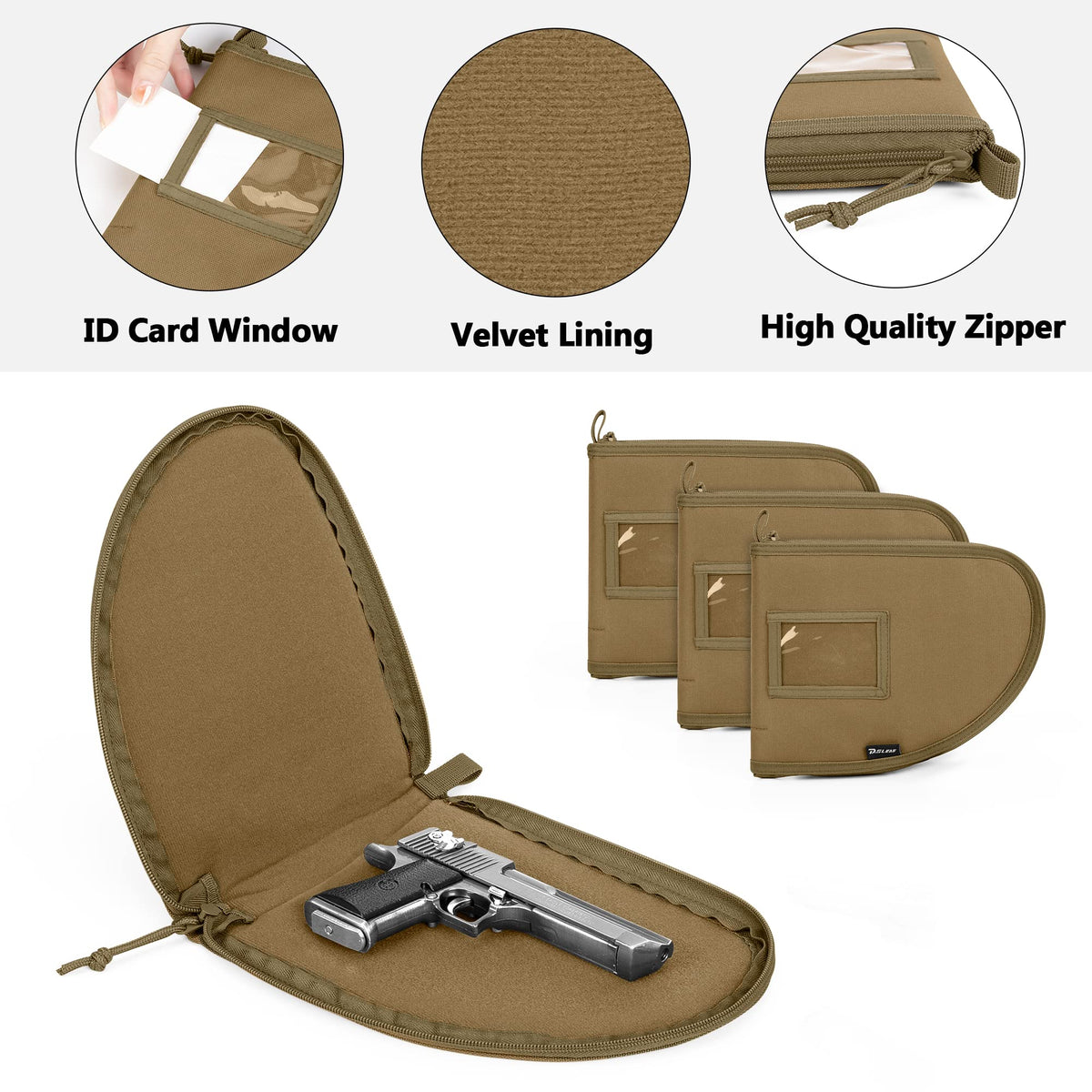 DSLEAF Tactical Pistol Range Bag with 4 Pistol Cases, Padded Gun Duffle Range Bag with 16X Magazine Slots and Extra Pockets for Ammo and Essentials (Patent Design)