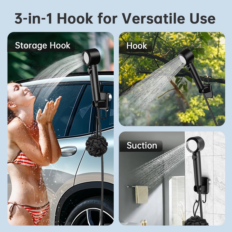 IGRL Portable Shower - 8000mAh Rechargeable Camping Shower Pump with Bath Sponge, 4 Spray Modes, IPX8 Waterproof, Ideal for Outdoor Camping, Travel, Car Washing, Pet Bathing, and Watering Plants