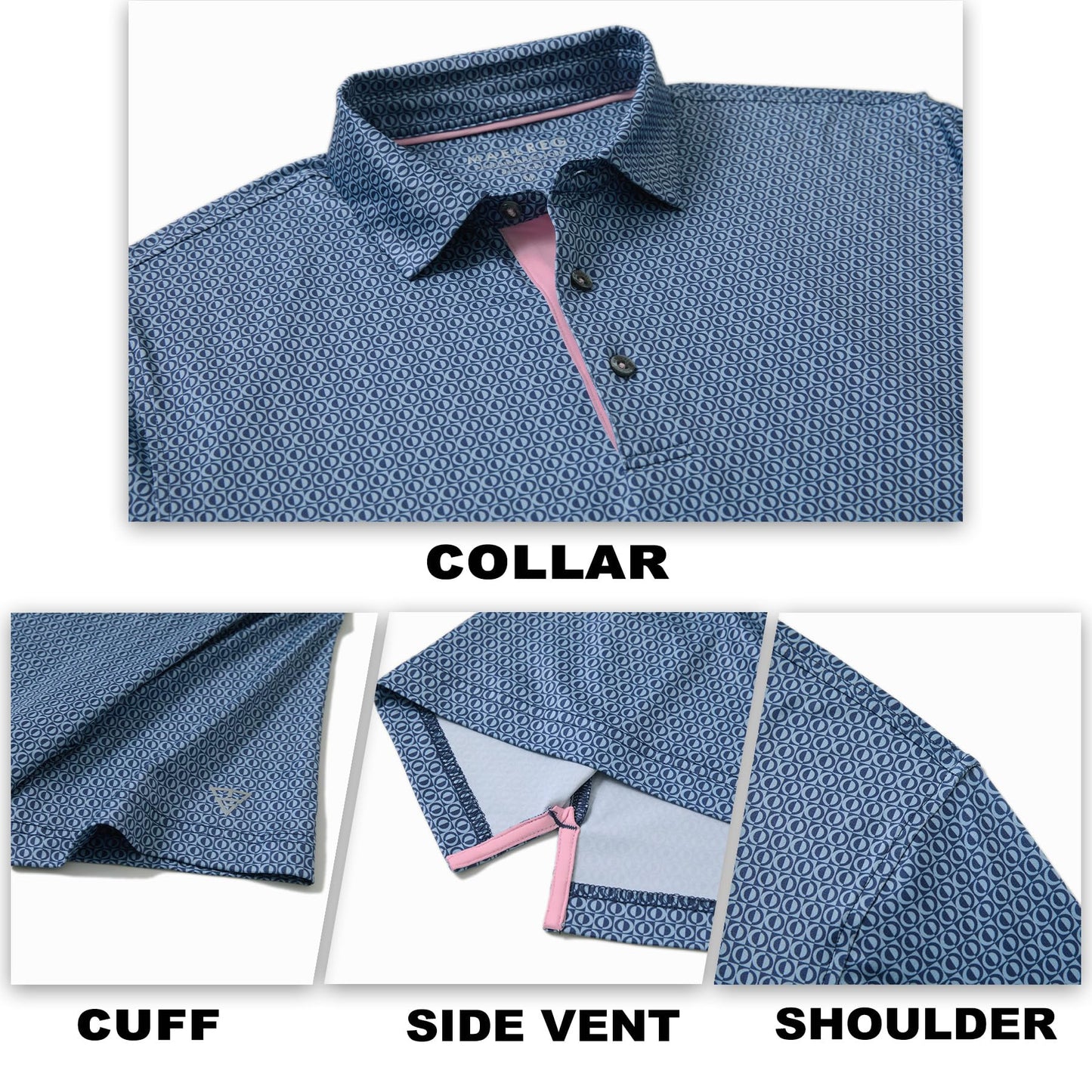 M MAELREG Mens Golf Shirt Short Sleeve Dry Fit Print Moisture Wicking Performance Patterns Collared Polo Shirt