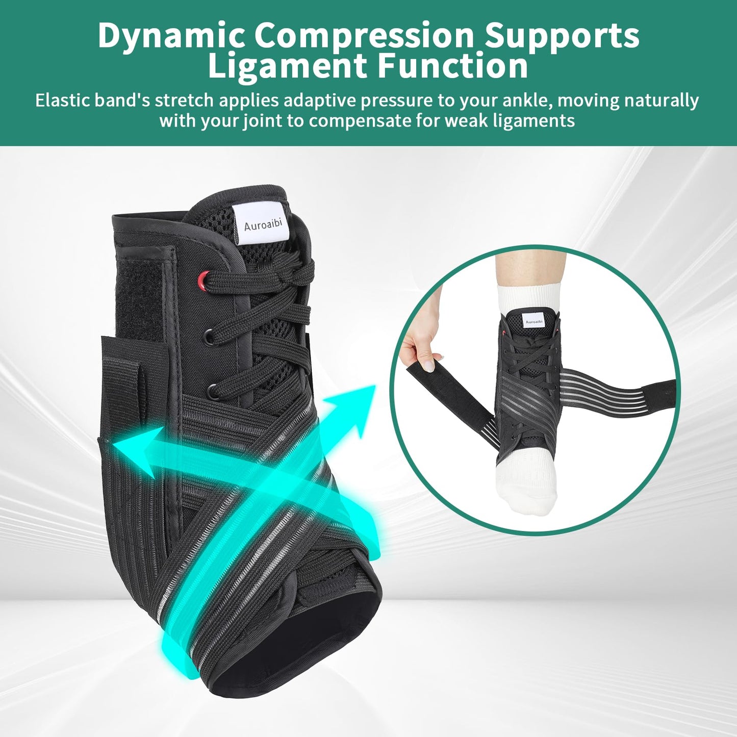 Auroaibi Ankle Brace for Sprained Ankle Lace up Support Brace for Women Men with Side Splints Adjustable Ankles Stabilizer for Injury Recover, Sports, S