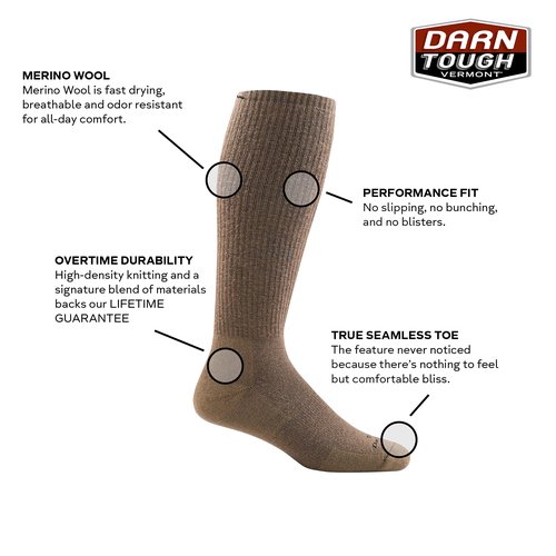 Darn Tough T450-F-D010-06 T4050 Tactical OTC Heavyweight with Full Cushion Coyote Brown X-Large