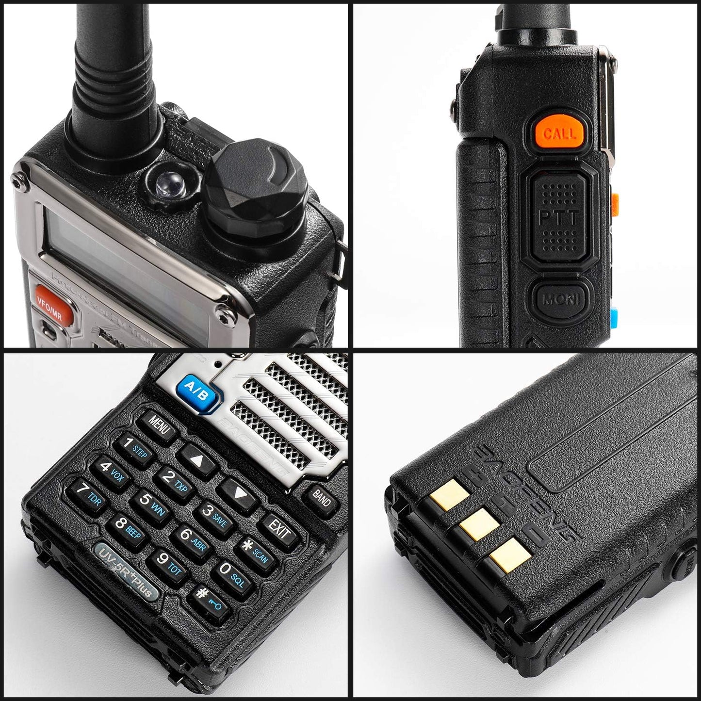 BAOFENG UV-5R+ Two Way Radio | Long Range Walkie Talkie for Adults, Rechargeable, Black, 144-148MHz, 420-450MHz