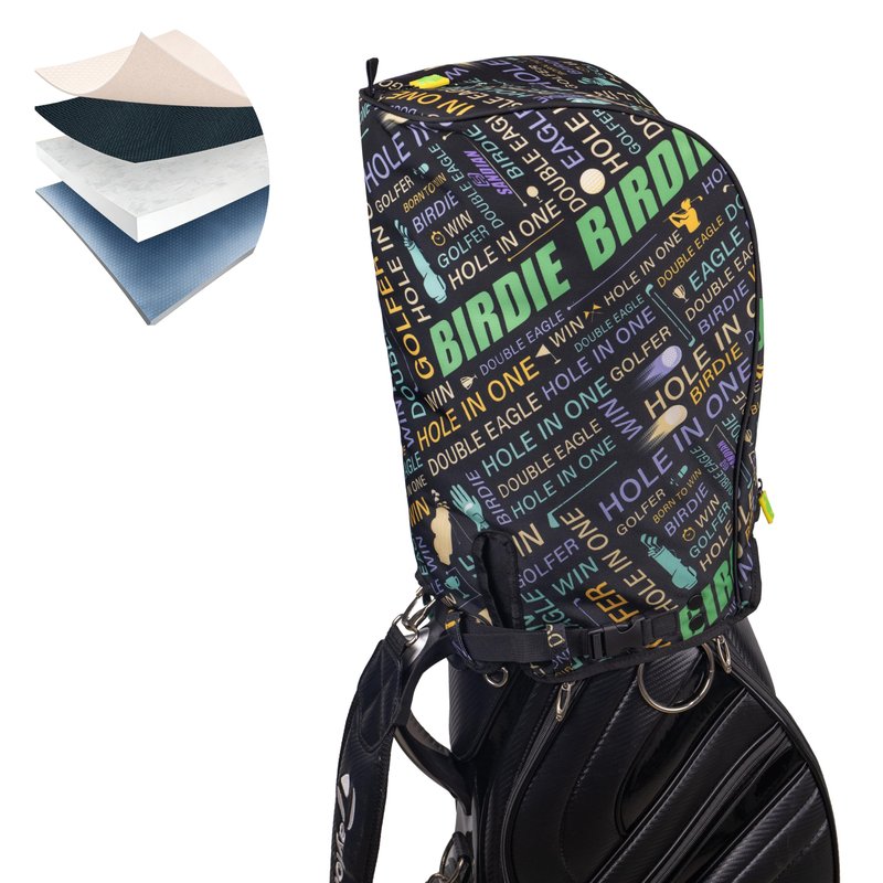 SANDIAN, Birdie Black, Golf Bag Rain Hood Cover, Waterproof 1260D Oxford Polyester, 12x20 Inches, Padded Protection, PU Coated, Two Sided Zipper, Adjustable Buckle Lock Fasteners, Snap Button Locking