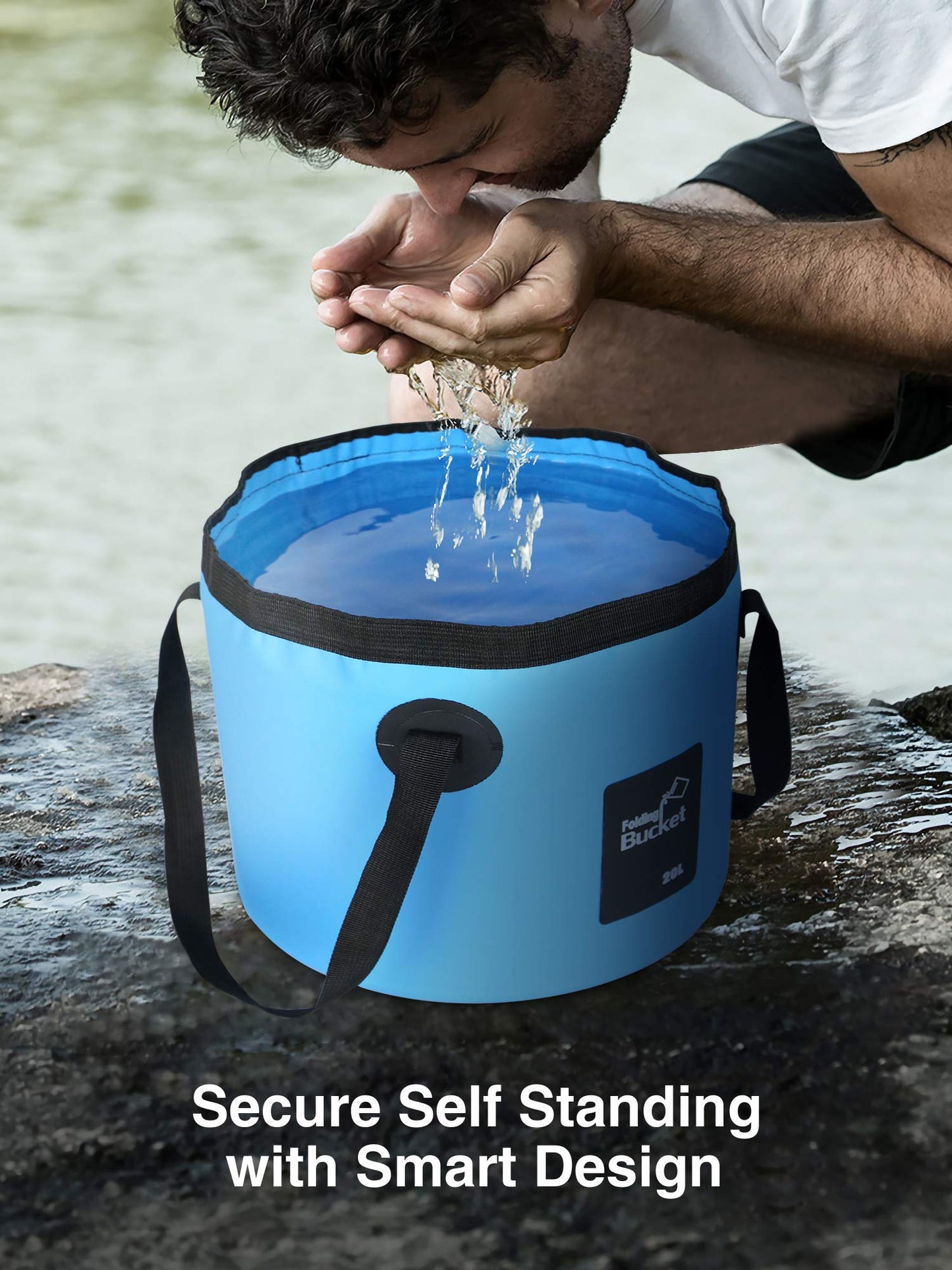 Luxtude Collapsible Bucket with Handle, 5 Gallon(20L), Portable & Ultra Lightweight Outdoor Basin Bucket, Folding Bucket for Fishing, Camping, Hiking, Car Washing and More