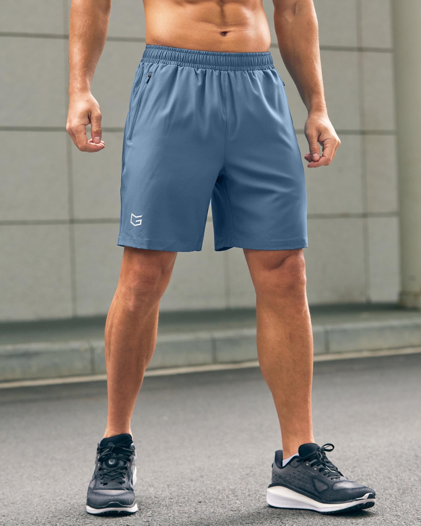 G Gradual Men's Athletic Running Shorts with Zipper Pockets Quick Dry 7"/ 5"/ 9" Workout Gym Shorts for Basketball Hiking(Federalblue,7M)