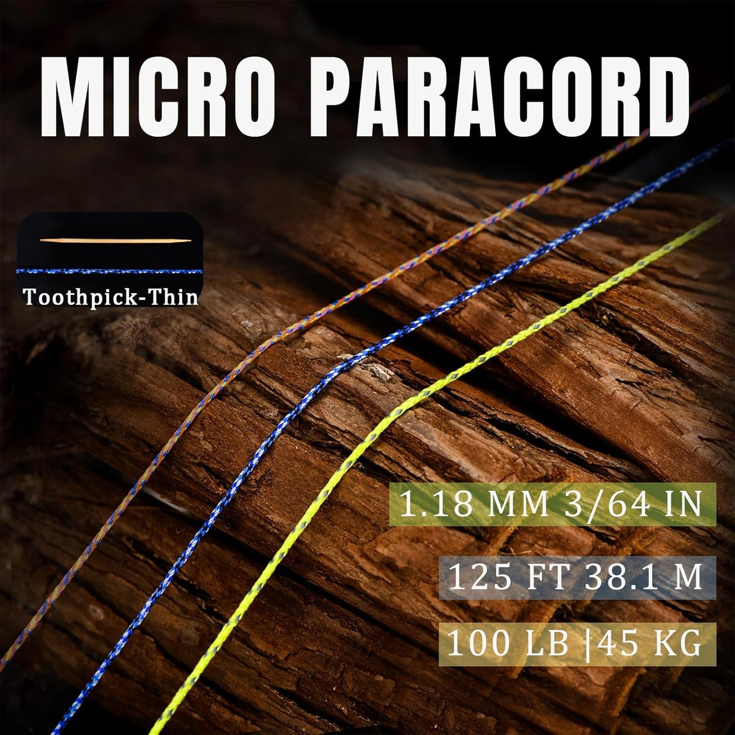 Micro Paracord 1.18mm - 125ft Lightweight Survival Cord for Bracelets, DIY Crafts | Red