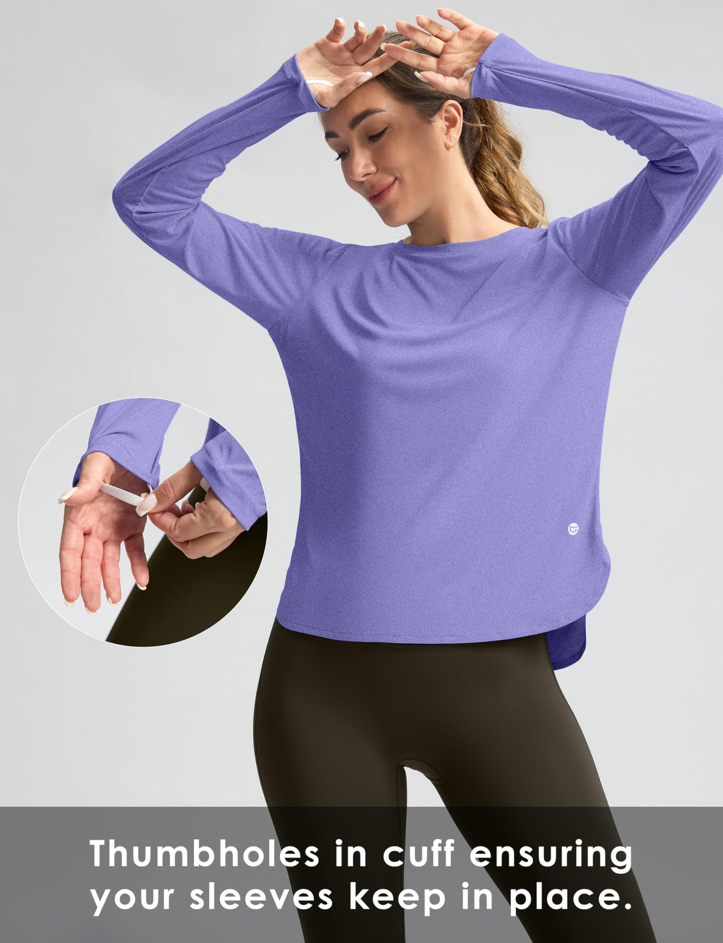 Women's Sun Shirts UPF 50+ Long Sleeve UV Protection Shirt Lightweight Quick Dry Workout Hiking Tops for Women(Heather Purple,M)