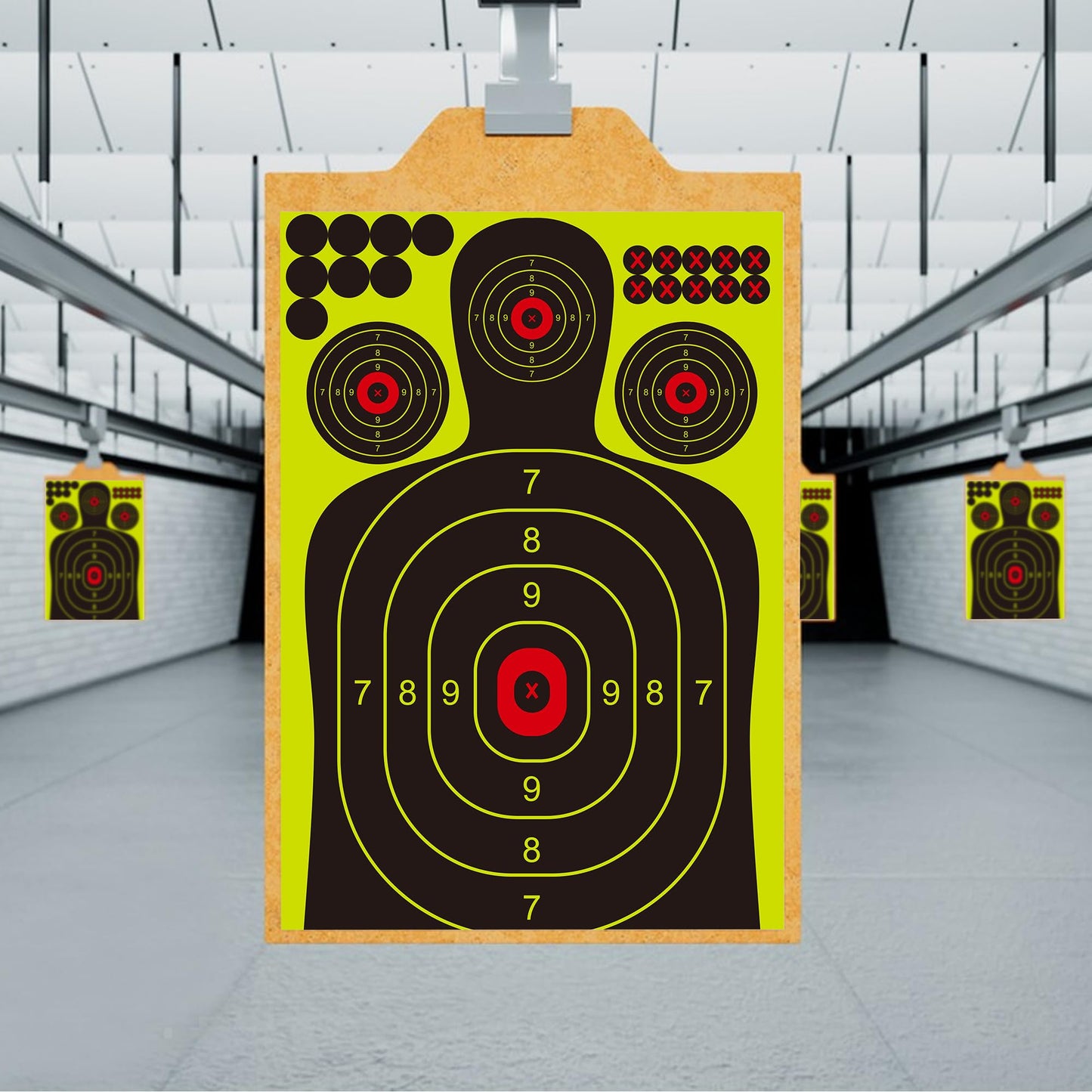Rsgift 25 Packs Splatter Targets for Shooting,12x18 Inch Adhesive Shooting Targets with Repair Pasters,Reactive Fluorescent Yellow Shooting Targets for Outdoor Indoor Shooting Practice