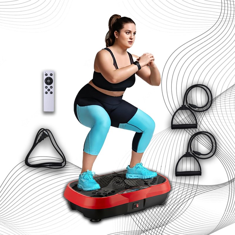 WANKO Vibration Plate Exercise Machine - Shake Plate Vibration Platform with 2 Pull Ropes - Lymphatic Drainage Machine for Shaping, Wellness, Recovery, and Weight Loss for Men and Women (Red)
