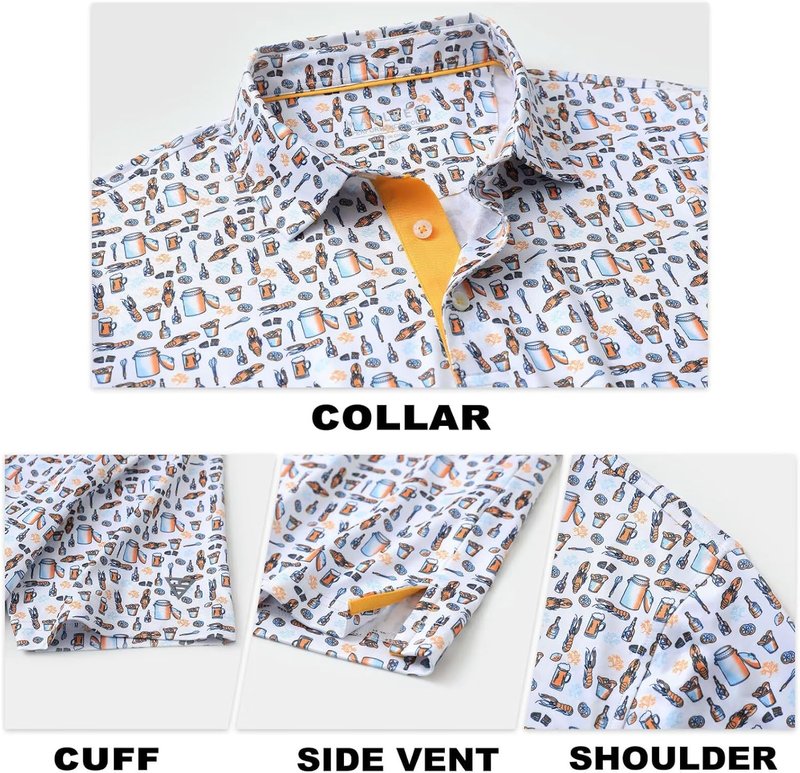 Mens Golf Shirt - Short Sleeve Moisture-Wicking Polo with Performance Patterns | Dry Fit Design