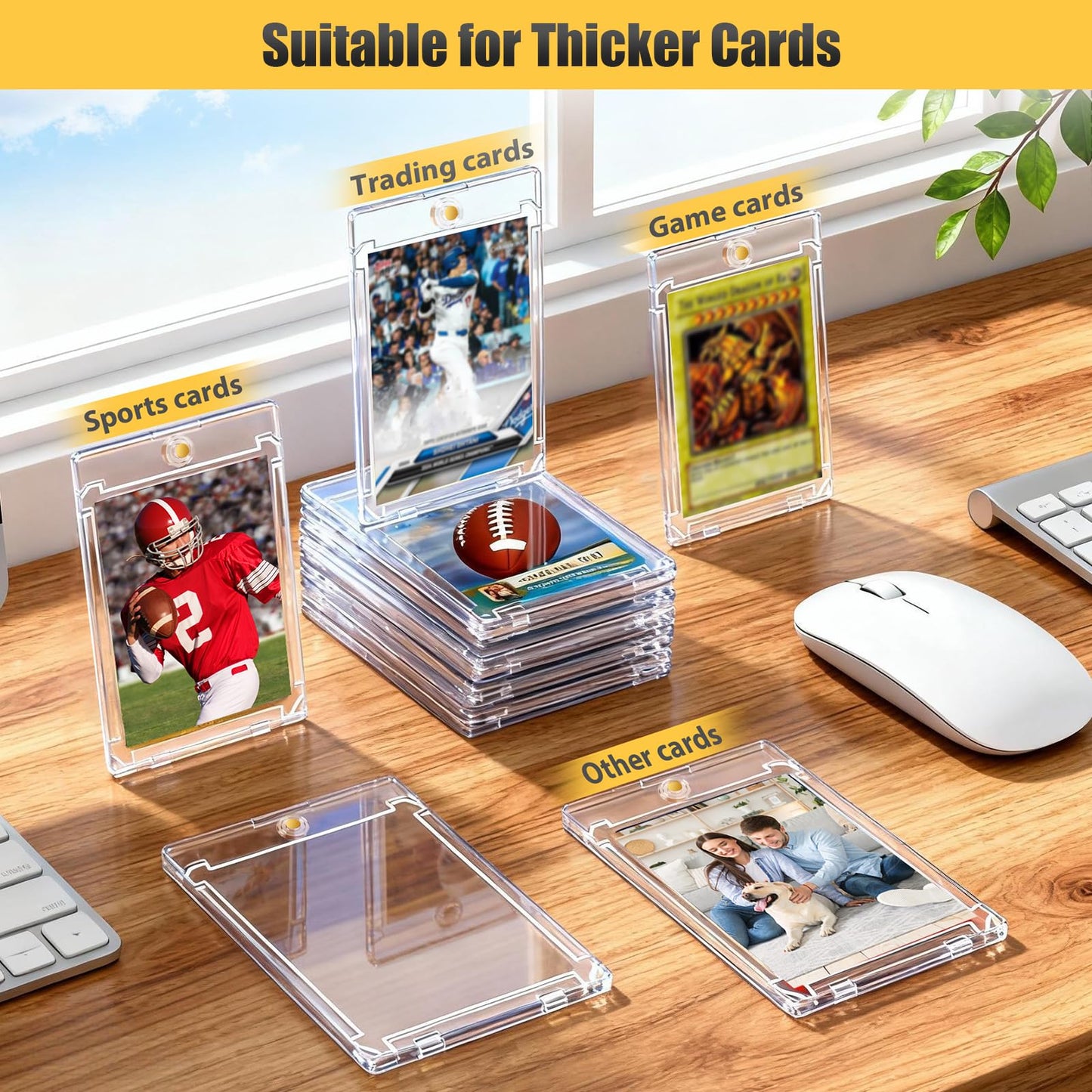 Superlong 50 Packs 75pt Magnetic Card Holders for Trading Cards