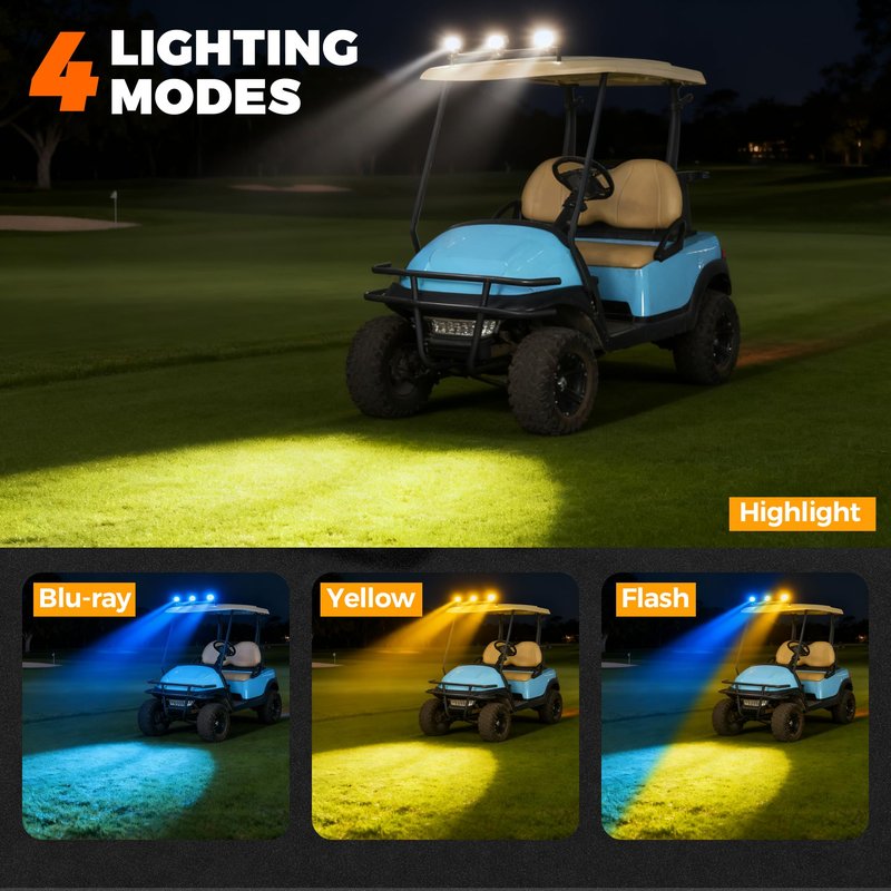 10L0L 5000LM Spot & Flood Work Light, 4 Modes Amber/Blue/Strobe/High Beam, 12-60V 10W IP67 Waterproof Off-Road Light for Golf Cart, UTV, ATV, SUV, Truck (3PCS)