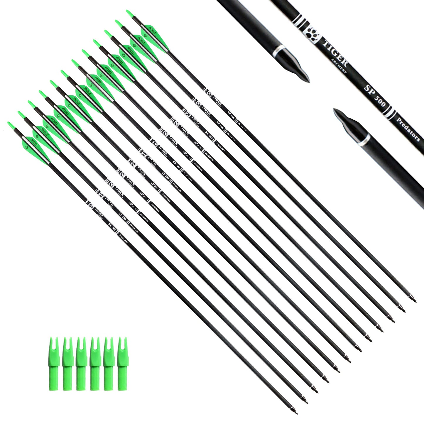 TIGER ARCHERY 30" Carbon Arrows for Compound Recurve Bow Hunting Target