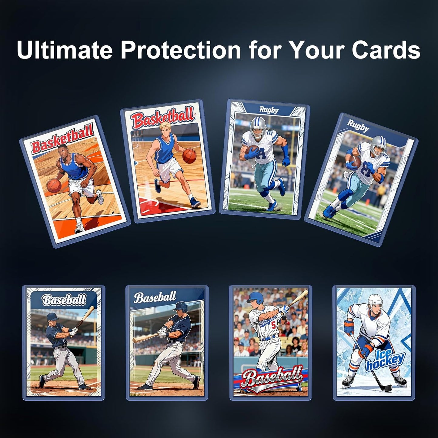 Top Loaders for Cards - 100 Count 55pt Thick Sleeves for Baseball, Basketball & Football | 3"x4" Size