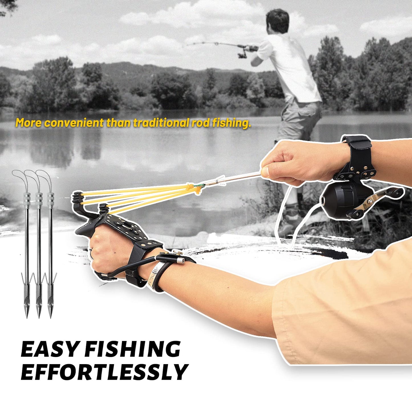 Fishing Slingshot with Reel and Fish Darts Wrist Slingshot for Fishing
