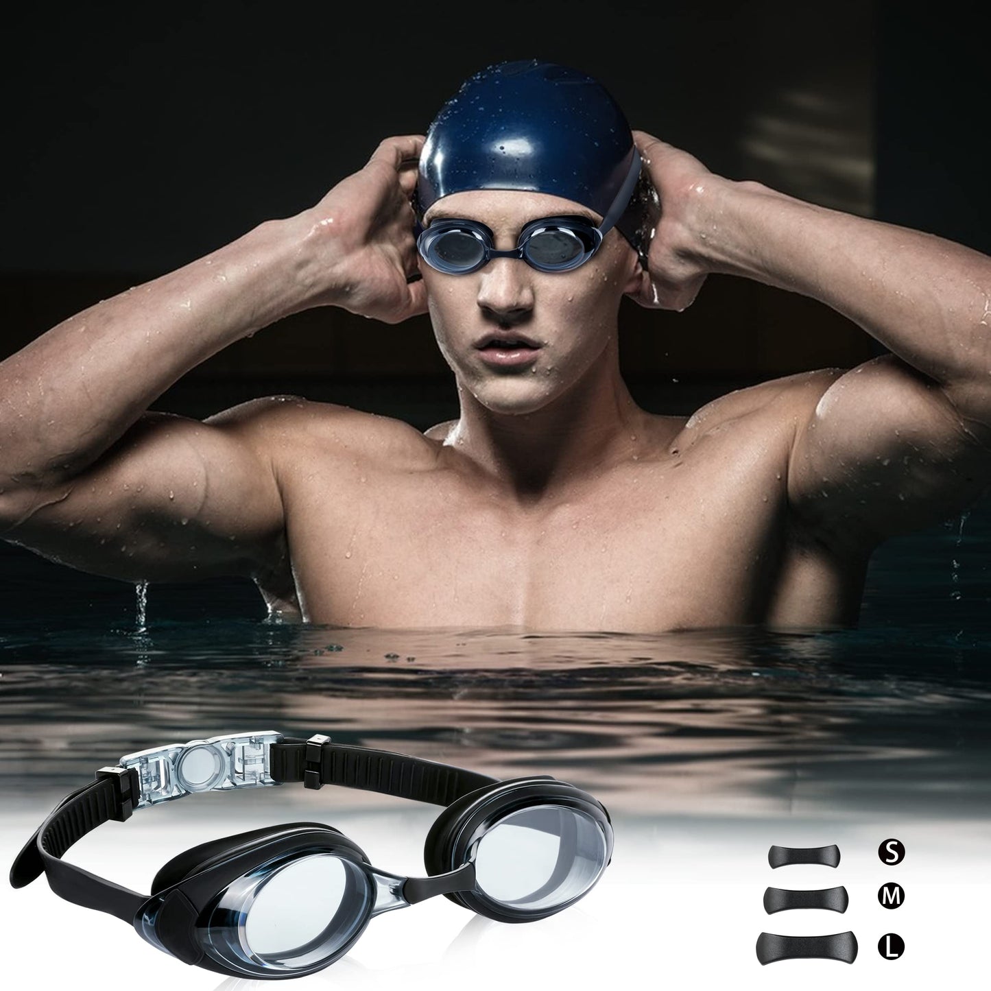 EWPJDK 2 Pack Swim Goggles Anti-fog No Leaking Anti-UV Silicone Swimming Goggles for Adult Women Men (Black & White)