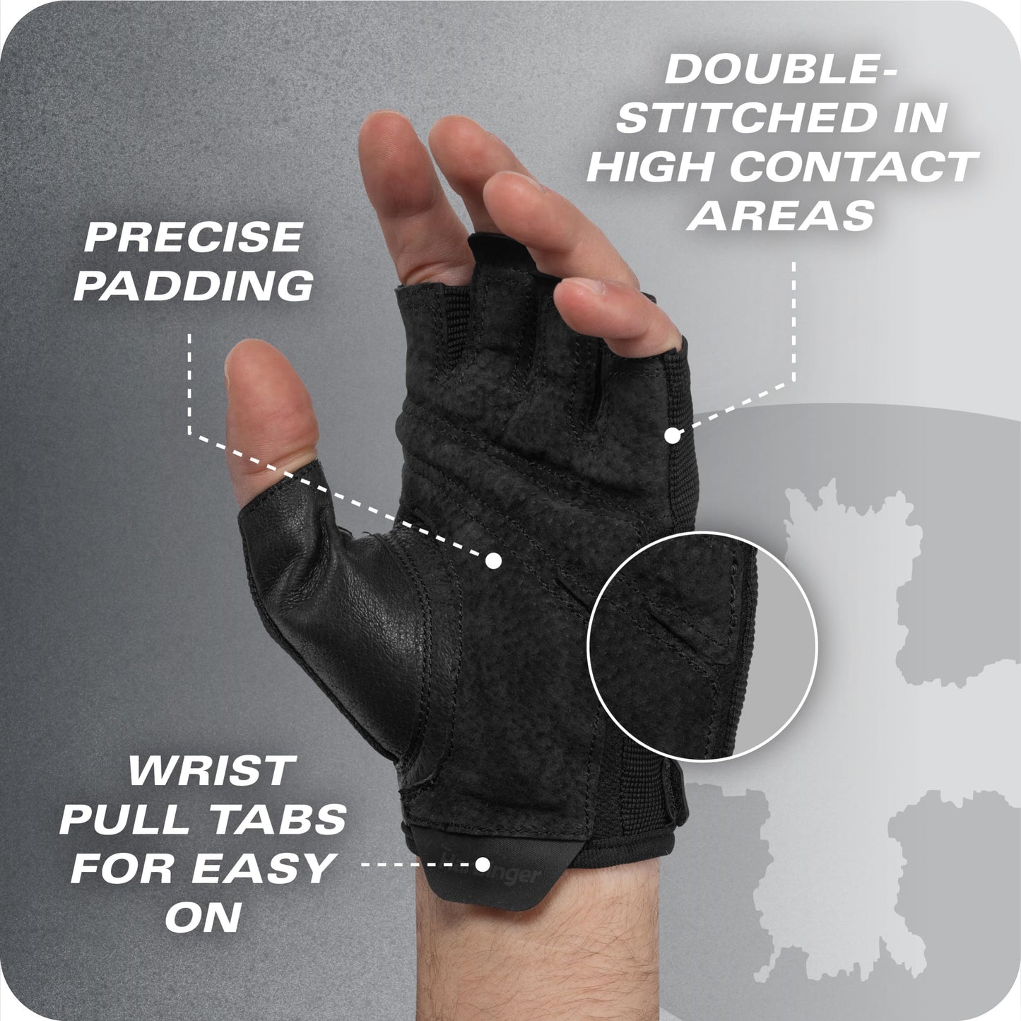 Power Gloves 3.0 - Durable Half Finger Weightlifting Gloves with Adjustable Wrist Closure, Breathable Leather Palm, Men's, Green, Medium