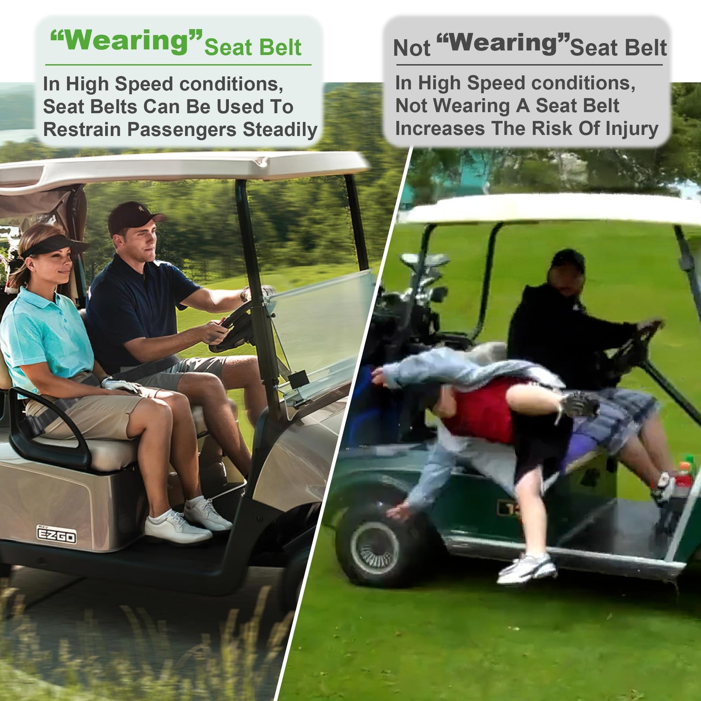 10L0L Golf Cart Front & Rear Seat Belt Kit for Yamaha, Club Car, EZGO Golf Cart Models,Universal Retractable Seat Belt Kit- 4PCS(Note: Without Mounting Bracket)