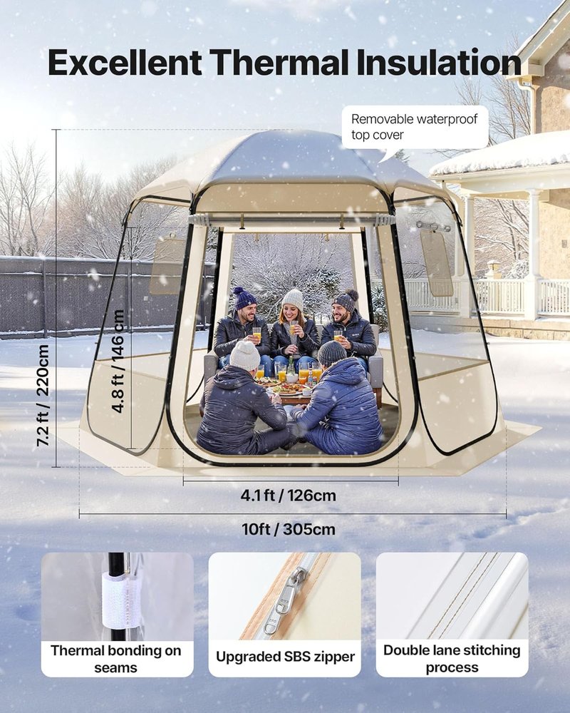 Pop Up Sports Tent - Clear Bubble Tent for 1-6 People | Waterproof Outdoor Igloo Dome with Floor Mat