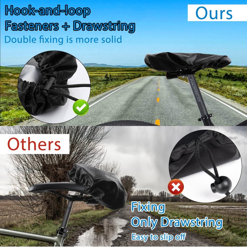 Waterproof Bike Seat Covers: Dustproof, Rainproof, UV-Protective, Windproof, Easy to Install and Clean. Suitable for Men's and Women's City/Mountain Bikes (2pcs Black)