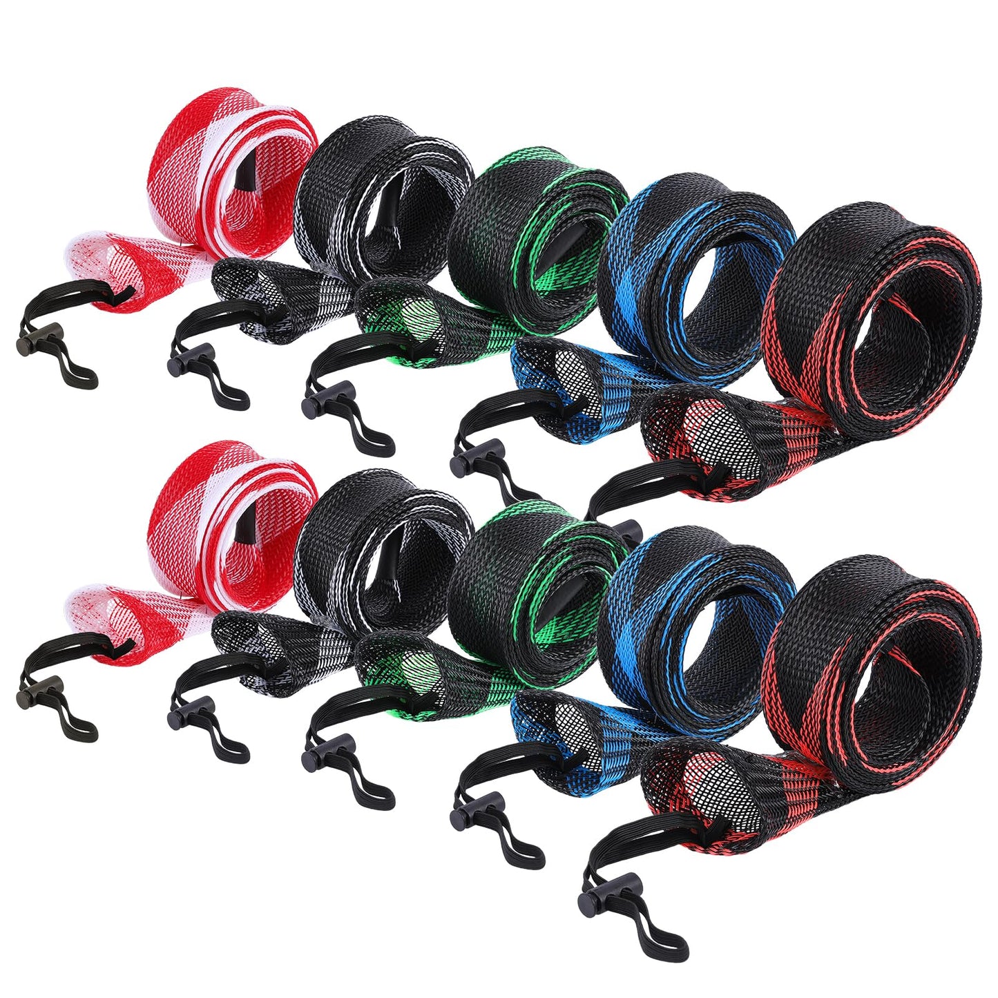 AZETIO 10 Pcs Fishing Rod Sleeves Rod Socks with Lanyard, Pole Sleeves