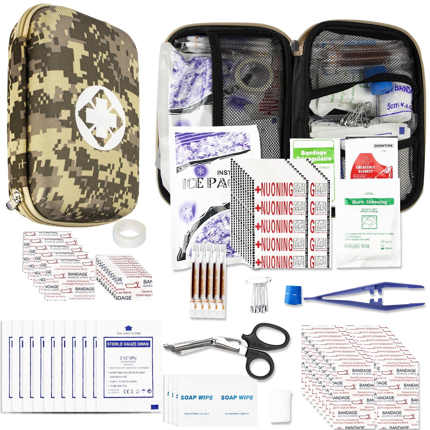 Car-Home Survival First-Aid Kit Emergency-Kit - Camouflage 273Piece Equipment Travel Supplies First Aid Set Home Essentials Camping Hiking YIDERBO