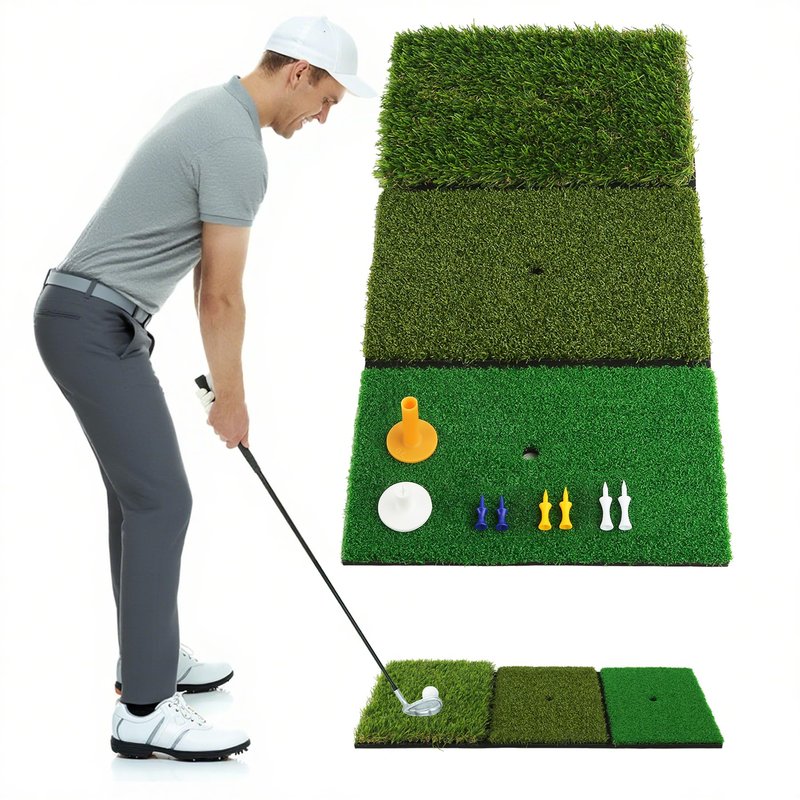 Golf Practice Mats, 3-in-1 Multi-Functional Golf Mat - Artificial Turf Golf Training Aids for Hitting,Swing & Putting Training -Perfect for Indoor & Outdoor Golf Practice (Upgrade Version)