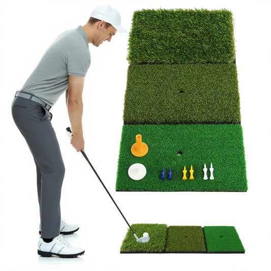 Golf Practice Mats, 3-in-1 Multi-Functional Golf Mat - Artificial Turf Golf Training Aids for Hitting,Swing & Putting Training -Perfect for Indoor & Outdoor Golf Practice (Upgrade Version)