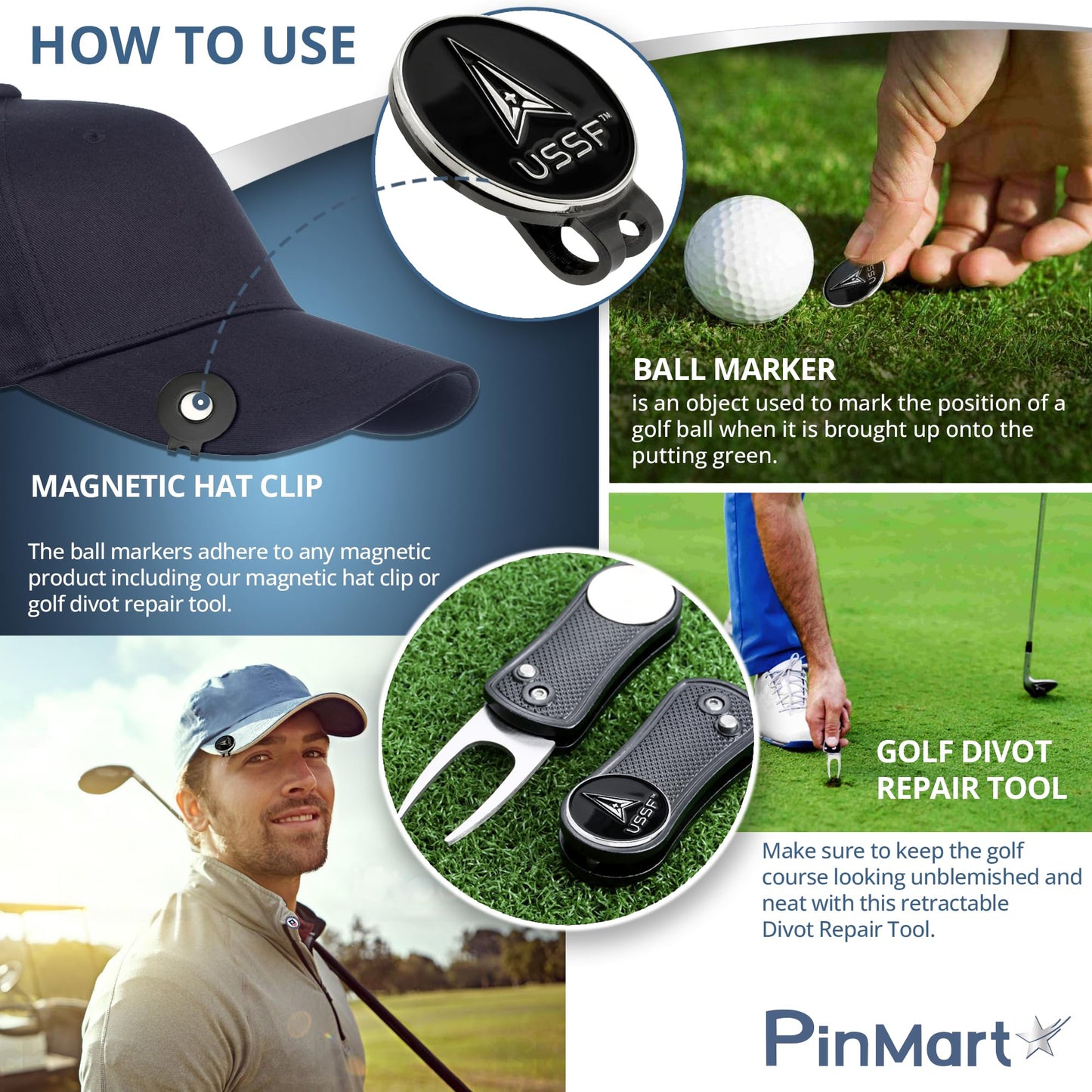 PinMart's Officially Licensed Marine Corps Golf Essentials Gift Set, Divot Tool, Hat Clip, Magnetic Ball Markers, Large Golf Ball Marker with Presentation Box - Gifts and Accessories