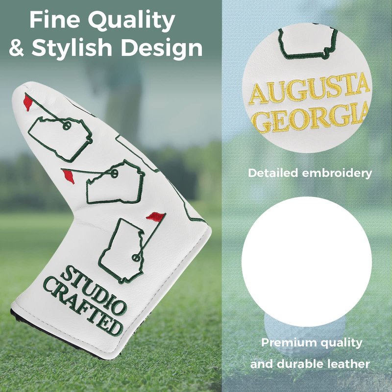 Studio Crafted Augusta Georgia Magnetic Closure Golf Blade Putters Headcover (White)