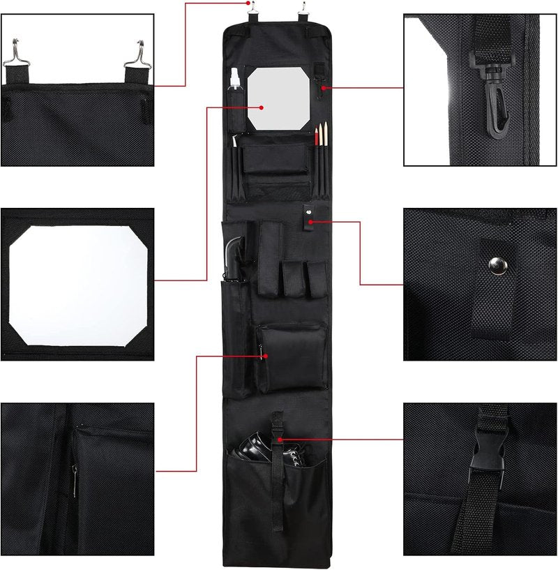 Police Style Hanging Closet Organizer - 52 x 11 Inches Door Shelf with Mirror for Law Enforcement | Black