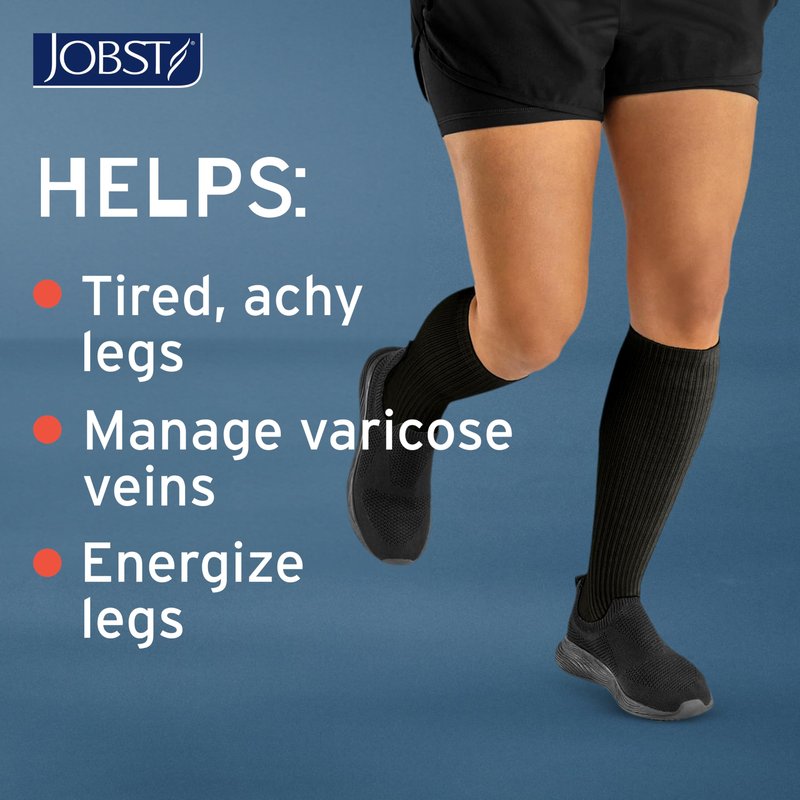 JOBST ACTIVA Athletic 20-30 mmHg Compression Socks for Travel and Sports, Designed for Women and Men, Knee High, Closed Toe, White, Large