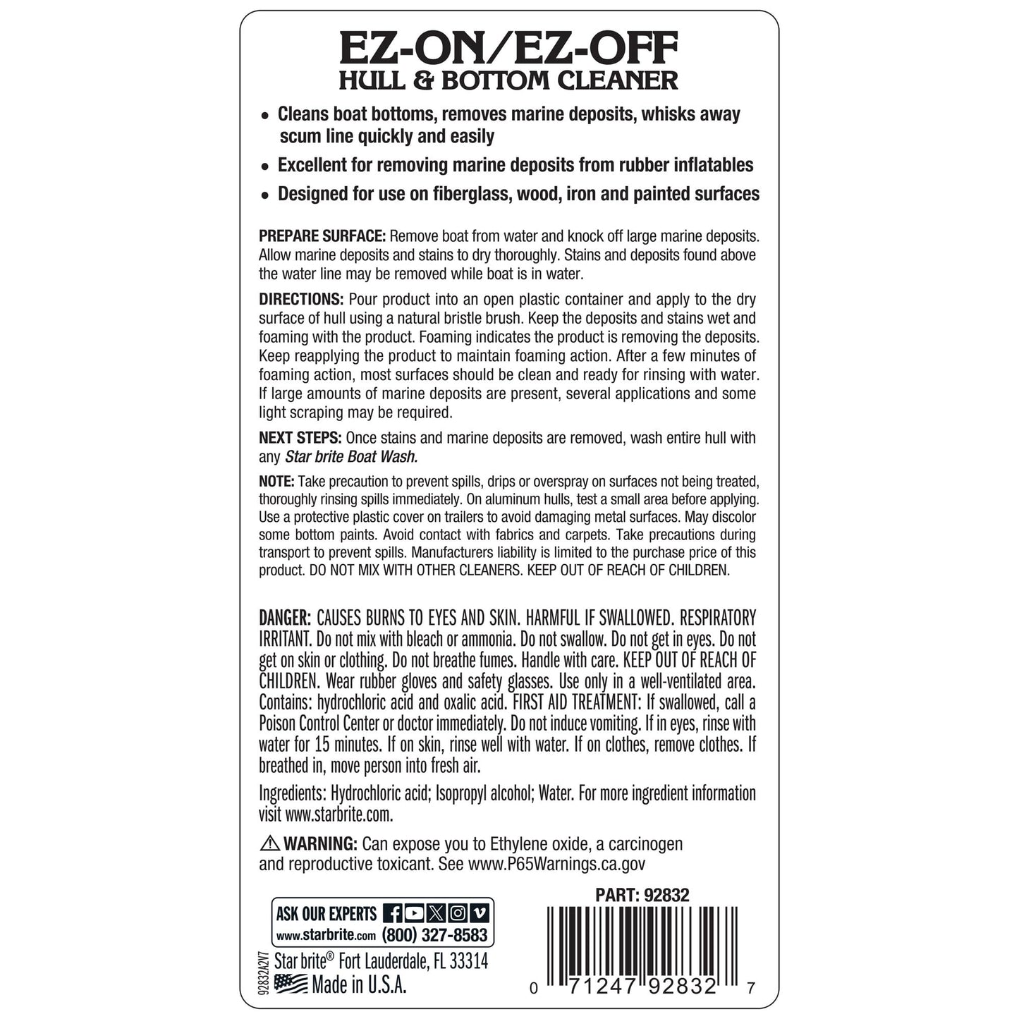 STAR BRITE EZ-ON EZ-Off Boat Hull & Bottom Cleaner - Effortlessly Remove Stains and Restore Your Boat's Pristine Appearance