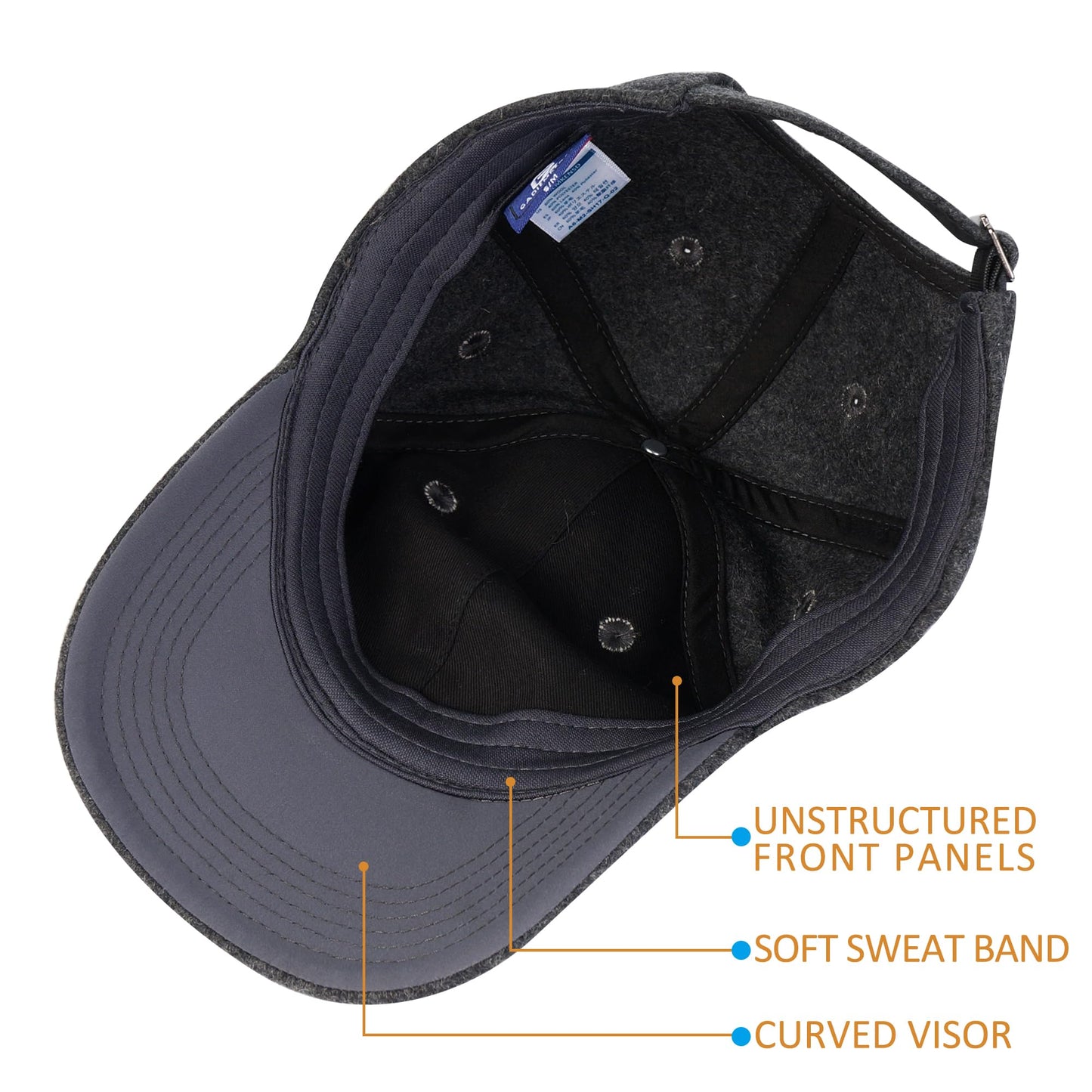 GADIEMKENSD Winter Baseball Caps Unstructured Wool Dad Hat Warm Trucker Hats Work Cap Workout Thick for Mens Womens 7 1/8-7 1/2 Dark Gray