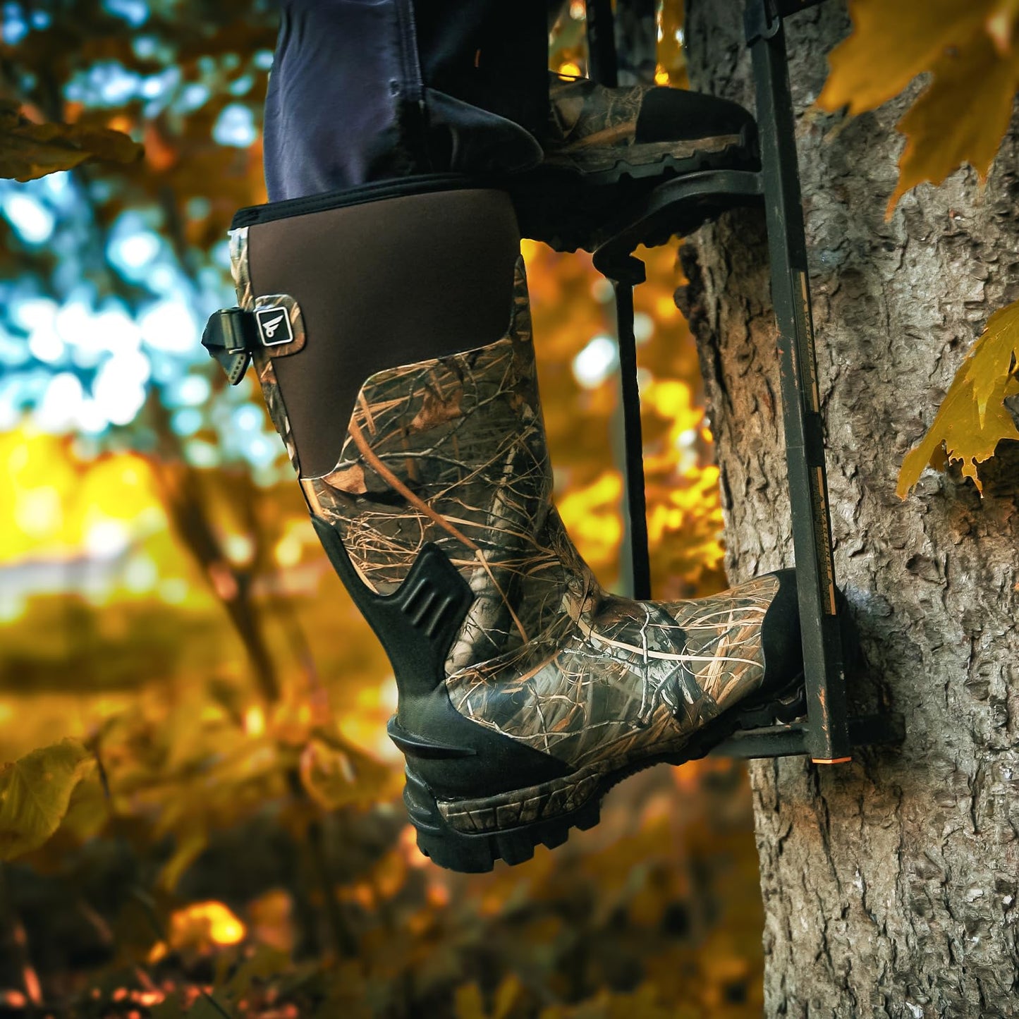 8 Fans Rubber Hunting Boots for Men, Waterproof Outdoor Boots, Insulated 1000G Thinsulate Warm, 5mm Neoprene Camo Boots, 17” Tall Shaft for Wet & Rough Terrain, Anti-Slip Sole for Hunting & Work