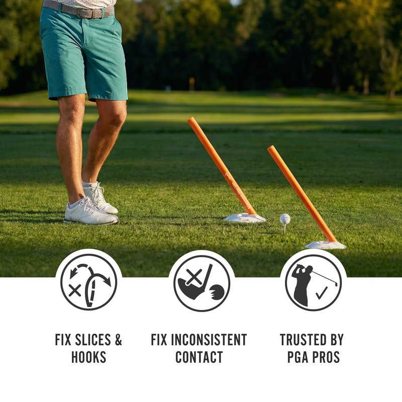 WHYGOLF Alignment Discs Lite, Compact Golf Swing Trainer and Alignment Sticks Set with 2 Discs and 2 Foam Rods, Portable Golf Training Aid and Practice Accessory