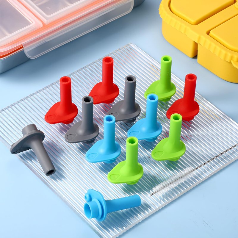 Goktvai 12pcs Replacement Bite Valves with Cleaning Brush for Zak Designs Kelso 15oz Water Bottle, BPA-Free Silicone Mouthpiece Reusable Straw Cup Parts (Blue, Gray, Green, Red)