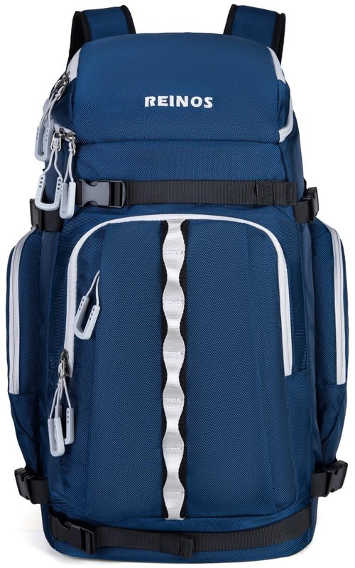REINOS Travel Ski Boot Bag Backpack - Durable Boot Bags for Skiing Accessories, 50L Water-Resistant Padded Snow Skate Bag - Ski Gear Bag for Snowboard Boots, Helmet, Goggles (Blue)
