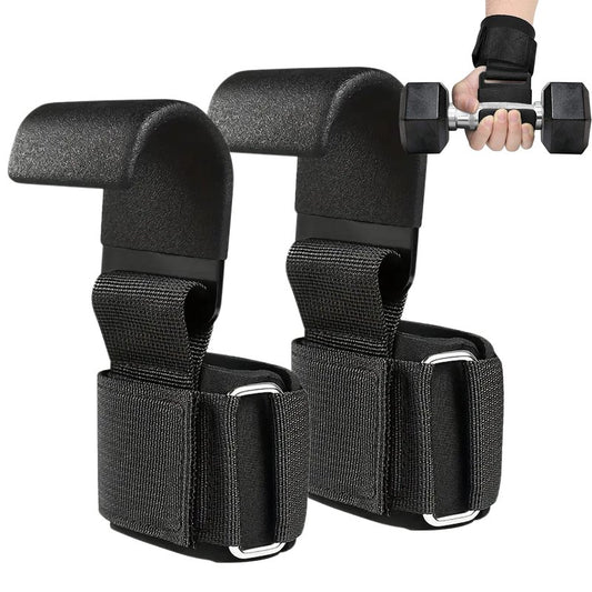 Weight Lifting Hooks (Pair) with Padded Wrist Straps – Heavy Duty Steel Grip Support for Deadlifts, Powerlifting, Bodybuilding & Pull-Ups – Gym Training Hooks for Men & Women