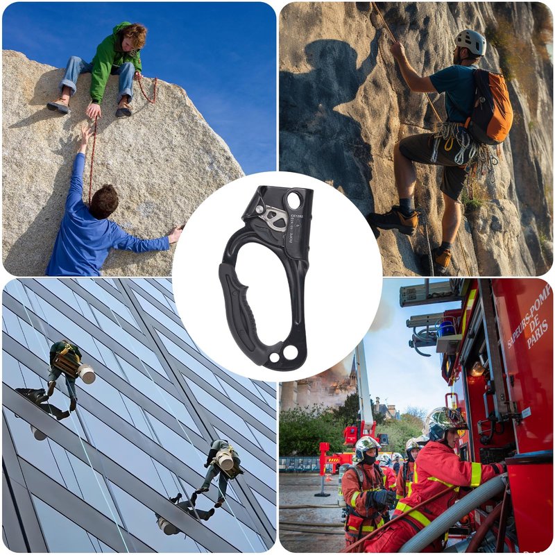 SOB Hand Ascender Left and Right, Rock Climbing Tree Arborist Rappelling Gear Equipment Rope Clamp for 10~13MM Rope (Left Black+Right Orange)