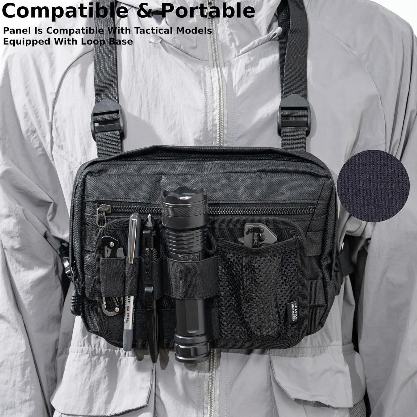 Tactical Bag Insert Panel Organizer - Modular Backpack Insert with Hook Fasteners | Small Admin Pouch for Travel